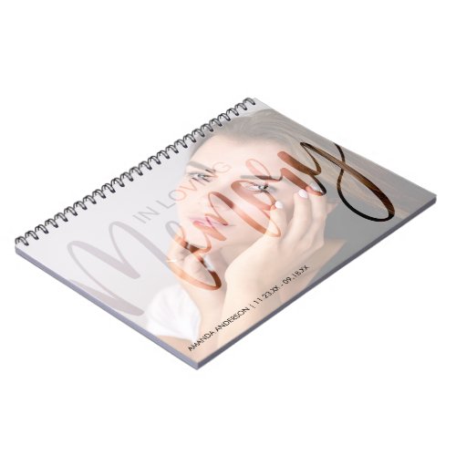 Modern Typography Photography Memorial Guest Notebook