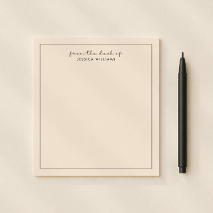 modern typography, pink from the desk of notepad