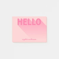 Modern Typography Pink Hello Post-it Notes