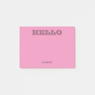 Modern Typography Pink Hello Post-it Notes