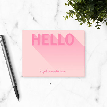 Modern Typography Pink Hello Post-it Notes by RosewoodandCitrus at Zazzle