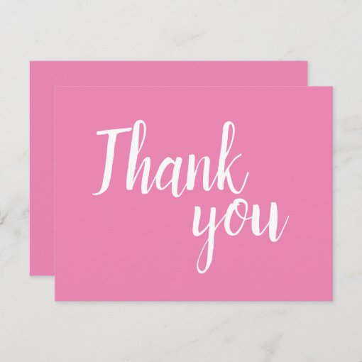 Modern Typography Pink White Thank you card | Zazzle