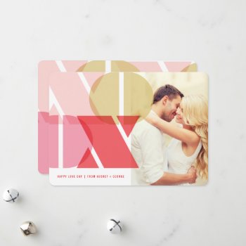 Modern Typography Pink Xoxo Valentine's Day Photo Holiday Card by fat_fa_tin at Zazzle
