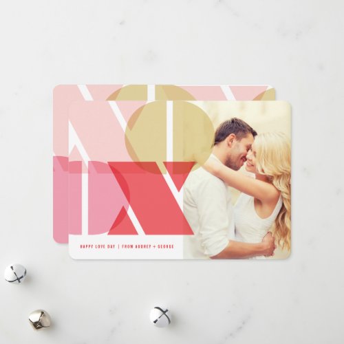 Modern Typography Pink XOXO Valentines Day Photo Holiday Card