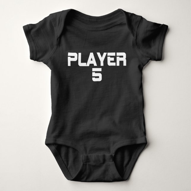 Modern Typography Player Five Matching Baby Bodysuit (Front)