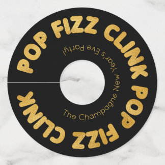 Modern Typography Pop Fizz Clink New Year's Eve Wi Wine Glass Tag