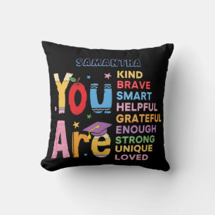 Modern Typography Positive Affirmations Name Throw Pillow