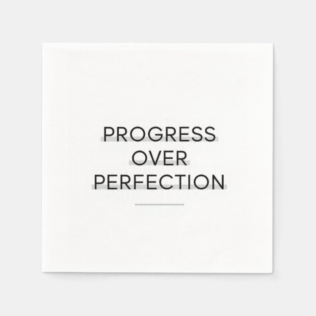 Modern typography progress over perfection text napkins (Front)