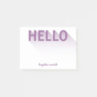 Modern Typography Purple Hello Post-it Notes