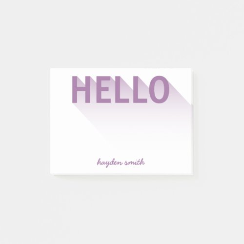 Modern Typography Purple Hello Post_it Notes