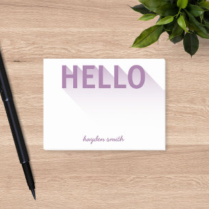Modern Typography Purple Hello Post-it Notes