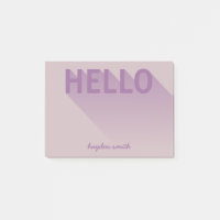 Modern Typography Purple Hello Post-it Notes