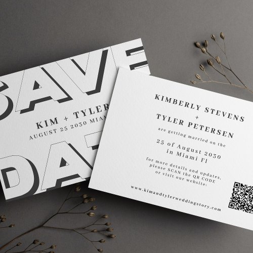 Modern typography QR CODE wedding Save The Date