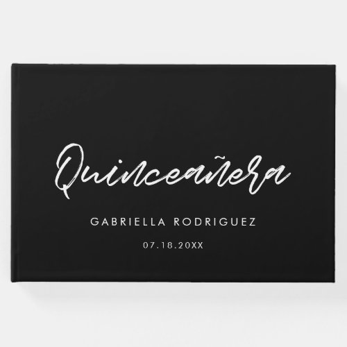 Modern typography Quinceaera 15th birthday Guest Book