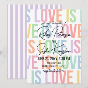 Modern Typography Rainbow Letters LGBTQA Wedding Invitation