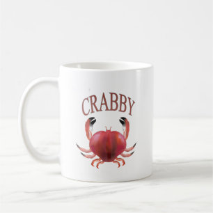 Modern Typography Red Crabby Crab Nautical Coffee Mug
