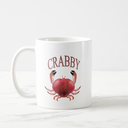 Modern Typography Red Crabby Crab Nautical Coffee Mug