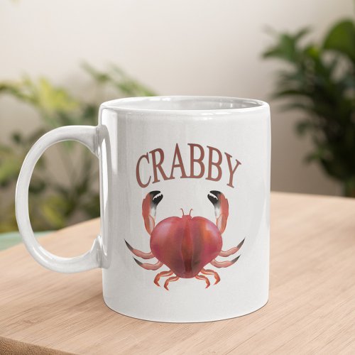 Modern Typography Red Crabby Crab Nautical Coffee Mug