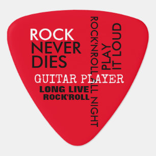 modern typography red guitar pick