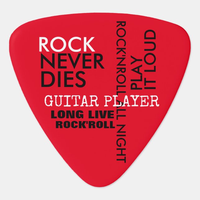 modern typography red guitar pick (Front)