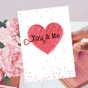 Modern Typography Red Heart Love Valentines Day Postcard