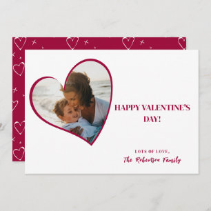 Modern Typography Red Heart Photo Valentines Day Holiday Card