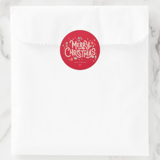 Modern Typography Red Merry Christmas Classic Round Sticker