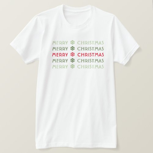 Modern Typography Repeat Text Merry Christmas T_Shirt