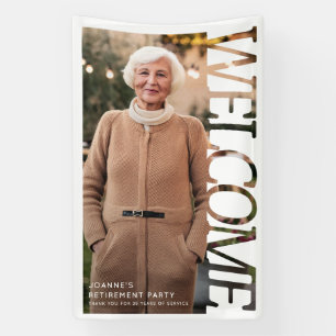 Modern Typography Retirement Party Welcome Photo Banner