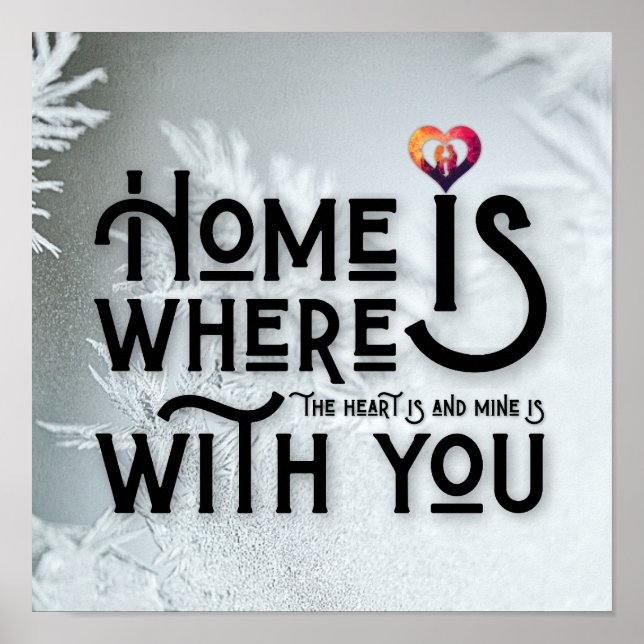 Modern Typography Romantic Heart Quote Square Poster (Front)