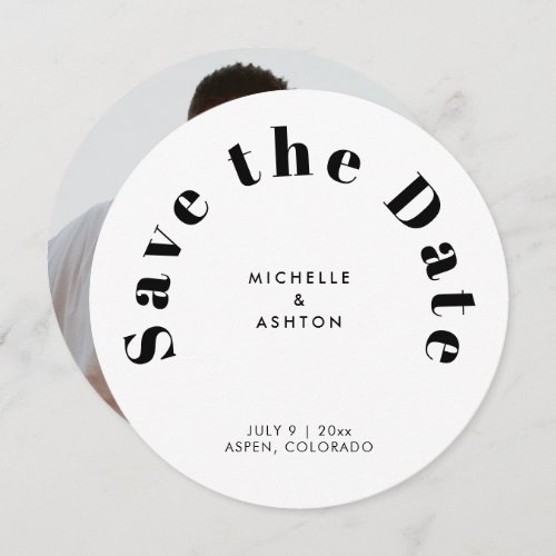 Modern Typography Round Circle  Save The Date