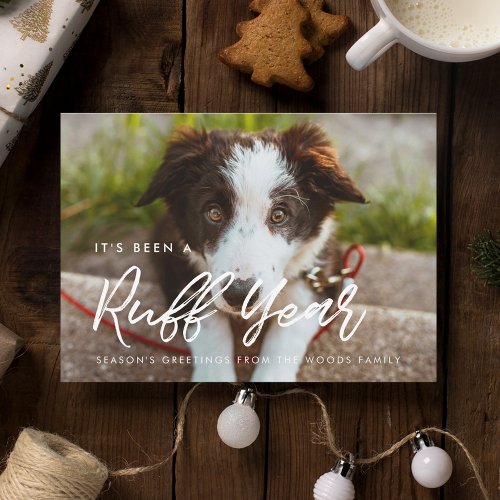 Modern typography Ruff Year Dog photo Holiday Card