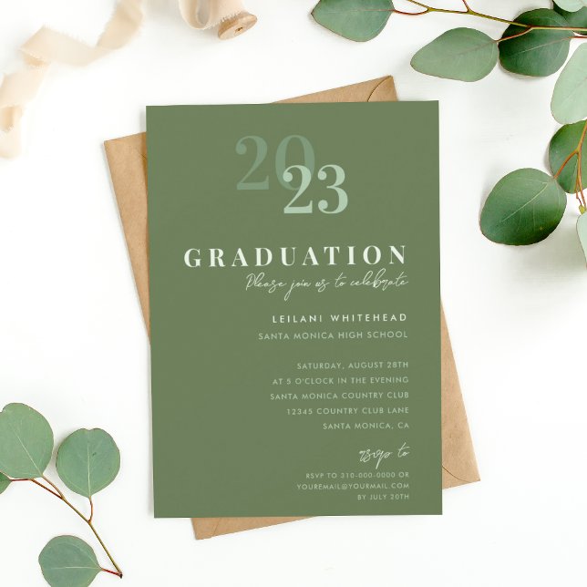 Modern Typography Sage Green Graduation Party Invitation (Creator Uploaded)