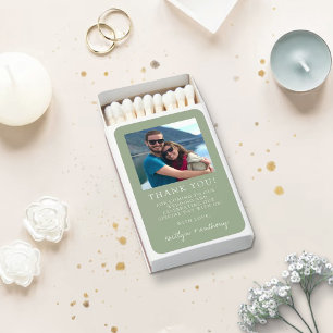 Modern Typography Sage Green Minimalistic Photo Matchboxes