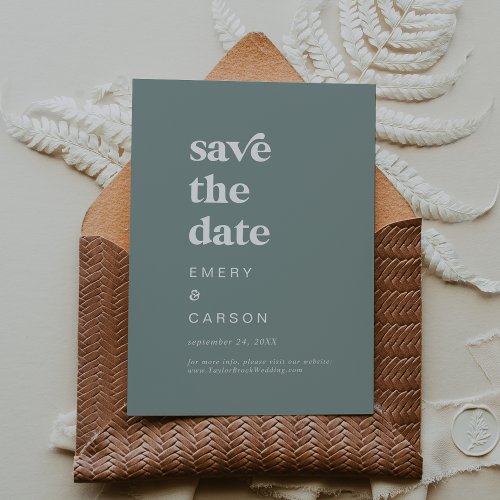 Modern Typography  Sage Green Save the Date