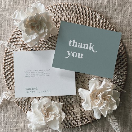 Modern Typography  Sage Green Thank You Card