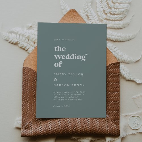 Modern Typography  Sage Green The Wedding Of Invitation
