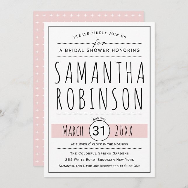 Modern typography sage green wedding bridal shower invitation (Front/Back)