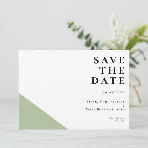 Modern Typography Sage Green White Chic Save The D Save The Date