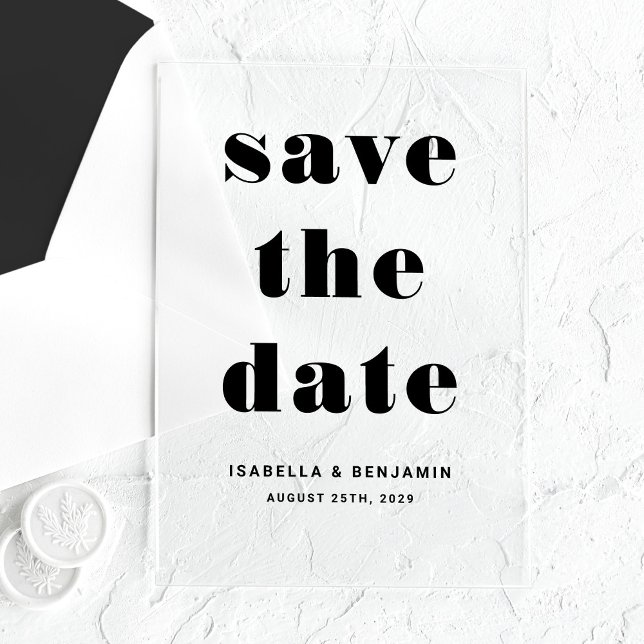 Modern Typography Save The Date (Modern Typography Save The Date Acrylic Invitations)