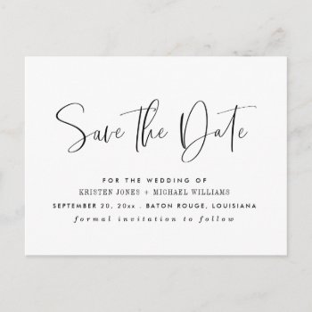 Modern Typography Save The Date Announcement Postcard by fancypaperie at Zazzle