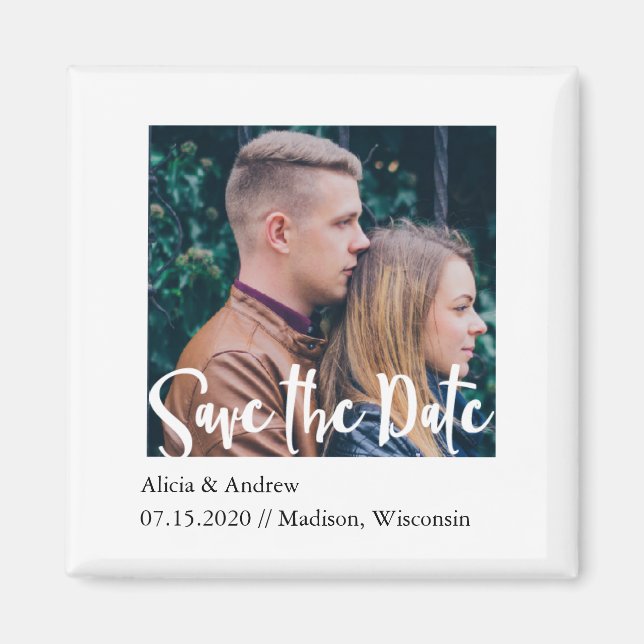 Modern Typography Save the Date Magnet (Front)