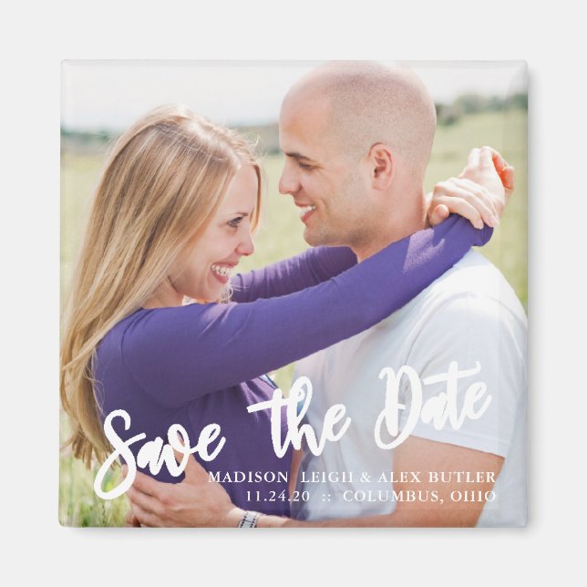 Modern Typography Save the Date Magnet (Front)
