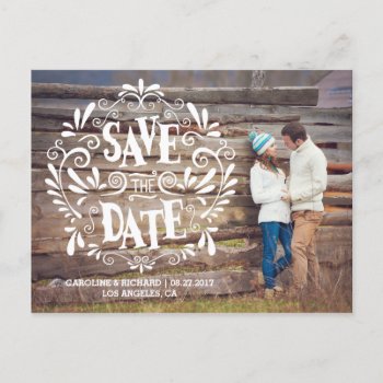 Modern Typography | Save The Date Postcard by antiquechandelier at Zazzle