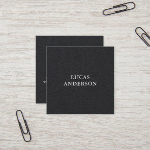 modern typography script black  square business card