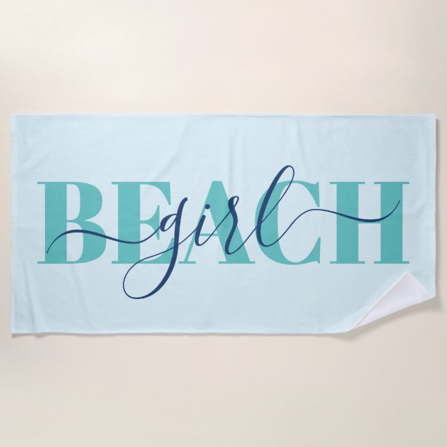 Modern typography script blue teal beach quote towel (Front)