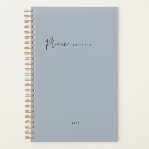 Modern Typography Script Blue Weekly Monthly Planner
