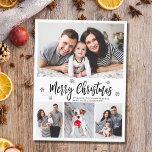 Modern Typography Script Collage Christmas Postcard<br><div class="desc">Elegant, Modern 4 Photo Collage Merry Christmas Script Black and White Holiday Postcard. TThis festive, mimimalist, whimsical four (4) photo holiday card template features a pretty photo collage, some snowflake and says Merry Christmas! The „Merry Christmas” greeting text is written in a beautiful black hand lettered typography font type on...</div>