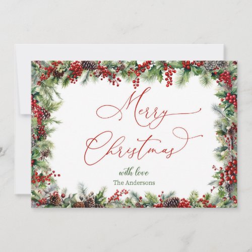 Modern typography script Merry Christmas  Holiday Card
