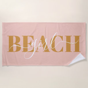 Modern typography script orange pink beach quote towel